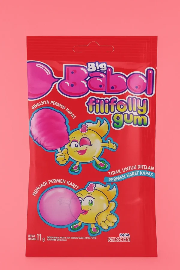 Big Babol Fili Folly Gum Strawberry  Flavour Cotton Candy