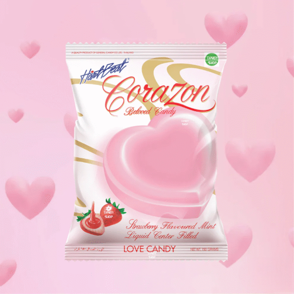 Heartbeat Candy with strawberry filling inside  [ Pack of 20 ]